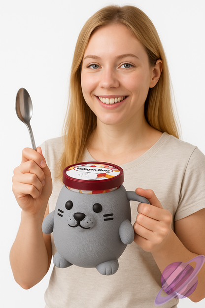 GREY SEAL- 3D PRINTED ICE CREAM PINT HOLDER