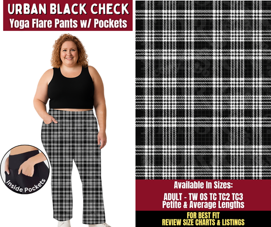 Preorder! Closes 8/24. ETA Nov. Urban Black Check Yoga Flare Pants