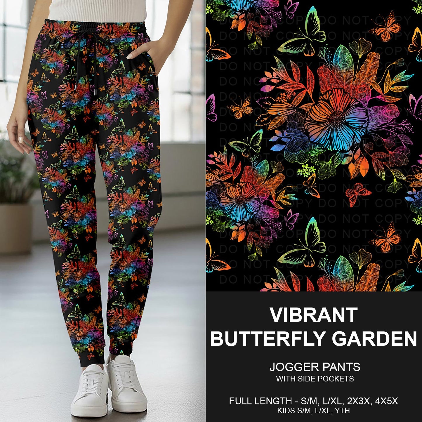B269 - Preorder Vibrant Butterfly Garden Joggers (Closes 12/28. ETA early March)