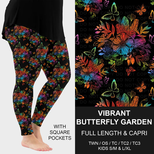 B269 - Preorder Vibrant Butterfly Garden Leggings w/ Pockets (Closes 12/28. ETA: early March)