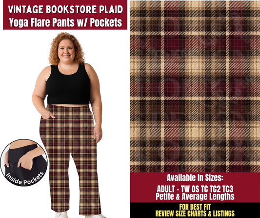 Preorder! Closes 8/24. ETA Nov. Vintage Bookstore Plaid Yoga Flare Pants