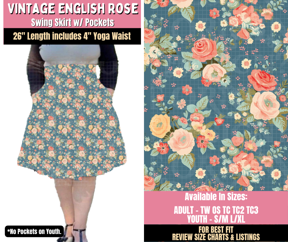 Preorder! Closes 10/15. ETA Jan. Vintage English Rose Swing Skirt