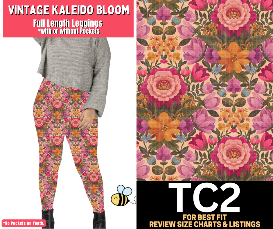 Vintage Kaleido Bloom Full Length Leggings w/ Pockets