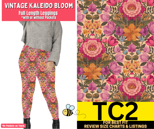 Vintage Kaleido Bloom Full Length Leggings w/ Pockets