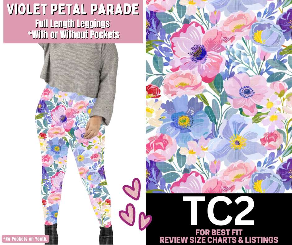 Violet Petal Parade Full Length Leggings w/ Pockets