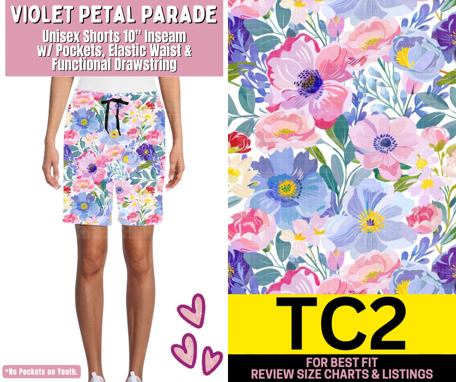 Violet Petal Parade Unisex Shorts