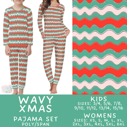Batch #584 - Christmas Family Pajamas - Closes 9/11 - ETA mid Nov - Wavy Xmas Womens & Kids Pajama Set