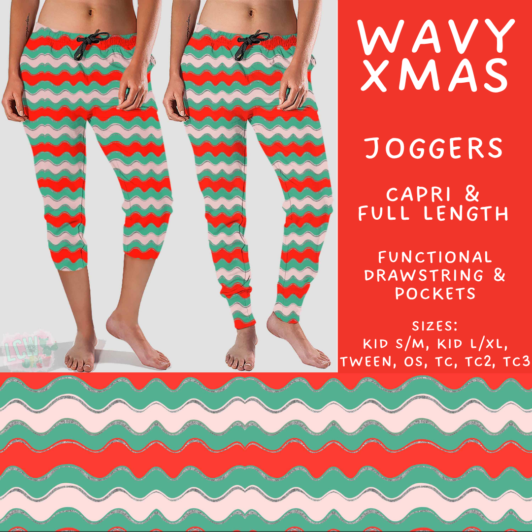 Batch #595 - Christmas Spirit 2 - Closes 10/7 - ETA early Dec - Wavy Xmas Full and Capri Length Joggers
