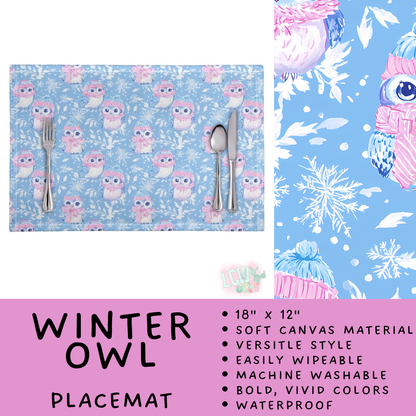 Batch #602 - Table Runners & Placemats - Closes 10/23 - ETA mid Dec - Winter Owl Placemat