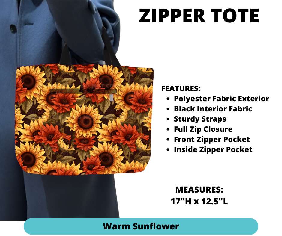 Warm Sunflower Zipper Tote