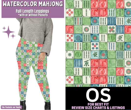 Watercolor Mahjong Full Length Leggings w/ Pockets
