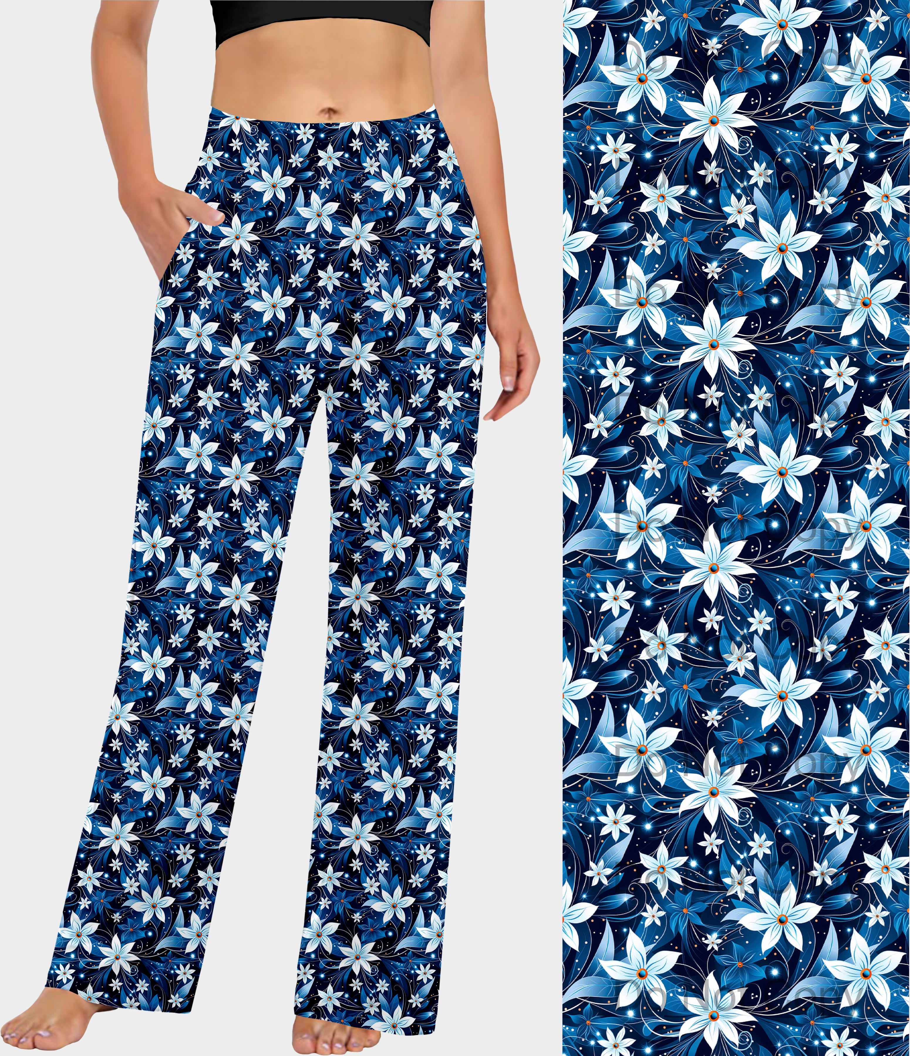 RTS - White Blooms Lounge Pants