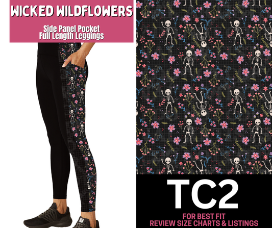 Wicked Wildflowers Side Panel Pocket Full Length Leggings
