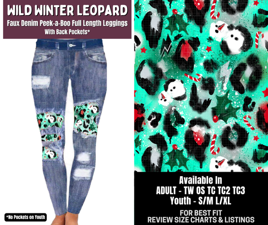 Preorder! Closes 9/14. ETA Dec. Wild Winter Leopard Full Length Faux Denim Peekaboo
