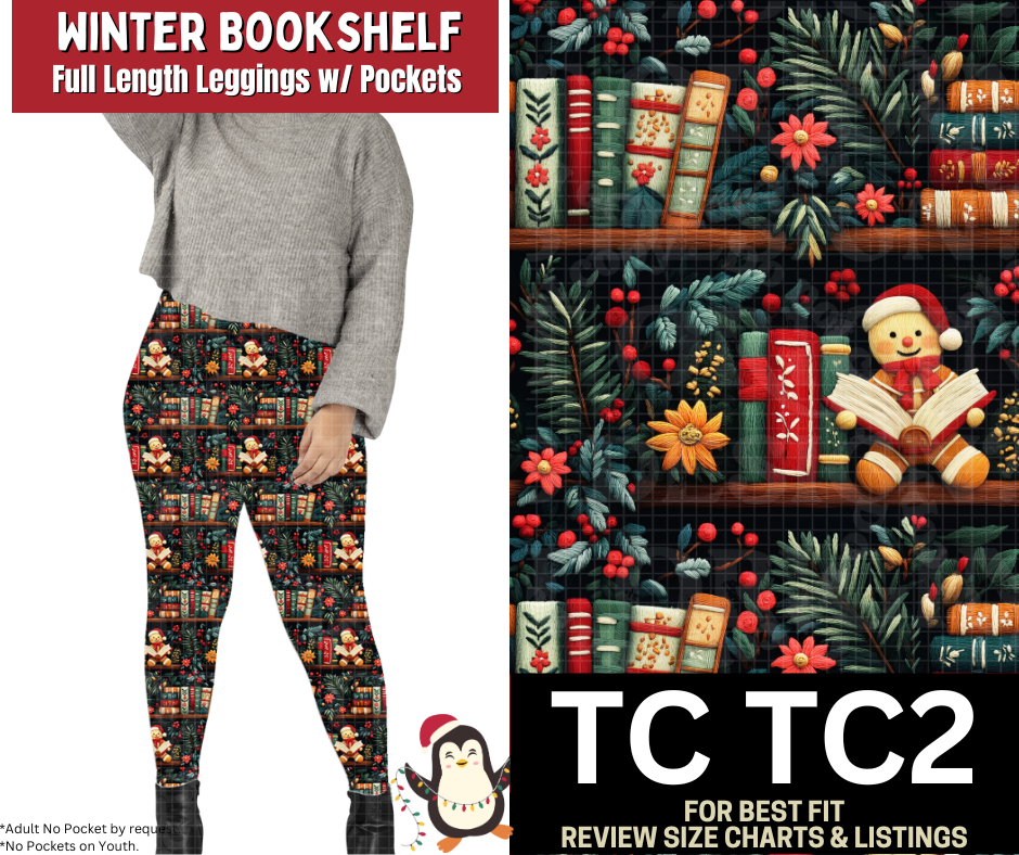 Winter Bookshelf Full Length Leggings w/ Pockets