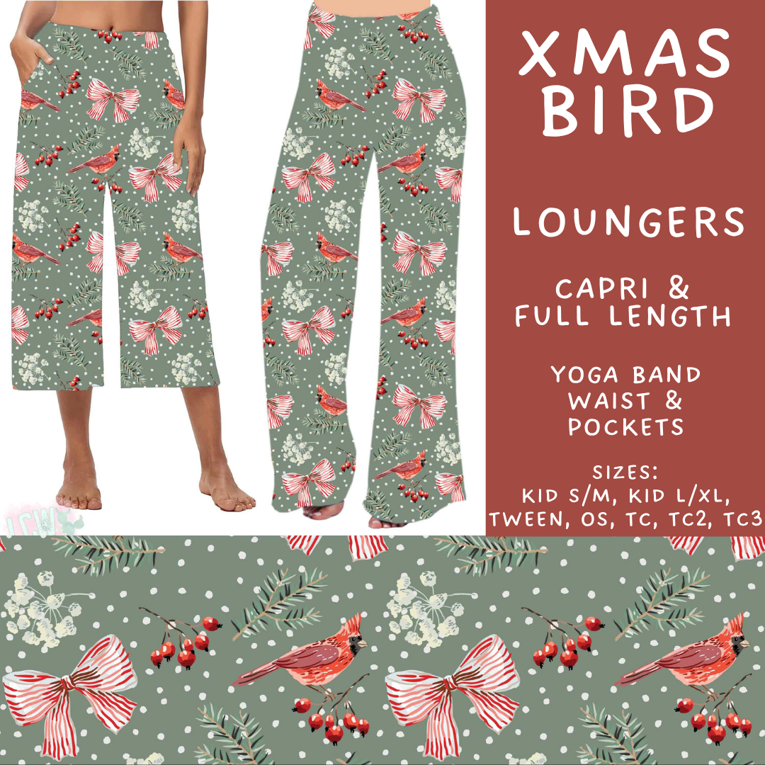 Batch #595 - Christmas Spirit 2 - Closes 10/7 - ETA early Dec - Xmas Bird Capri and Full Length Loungers