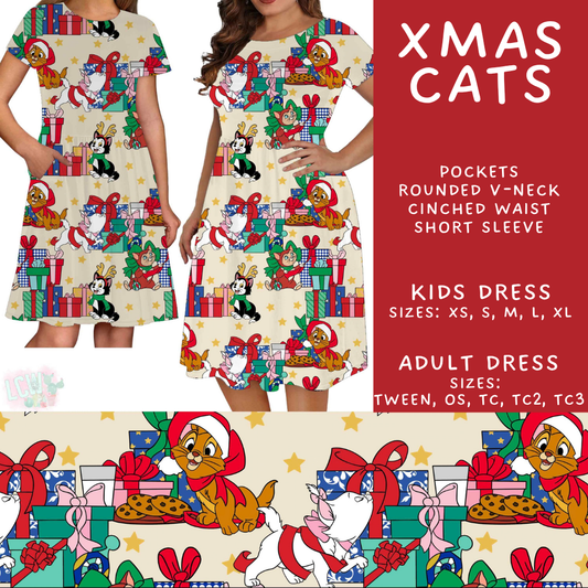 Batch #598 - Magical Character Christmas 2 - Closes 10/14 - ETA early Dec - Xmas Cats Adult & Kids Dresses
