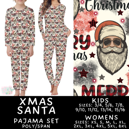 Batch #584 - Christmas Family Pajamas - Closes 9/11 - ETA mid Nov - Xmas Santa Womens & Kids Pajama Set