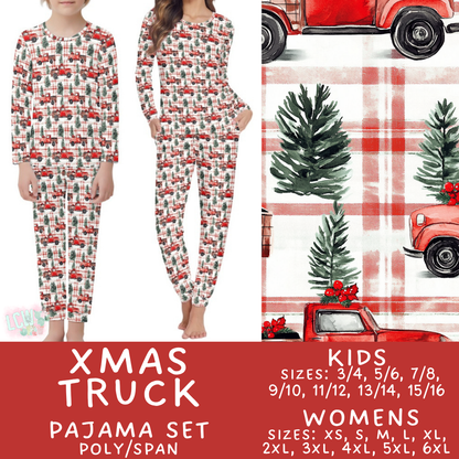 Batch #584 - Christmas Family Pajamas - Closes 9/11 - ETA mid Nov - Xmas Truck Womens & Kids Pajama Set