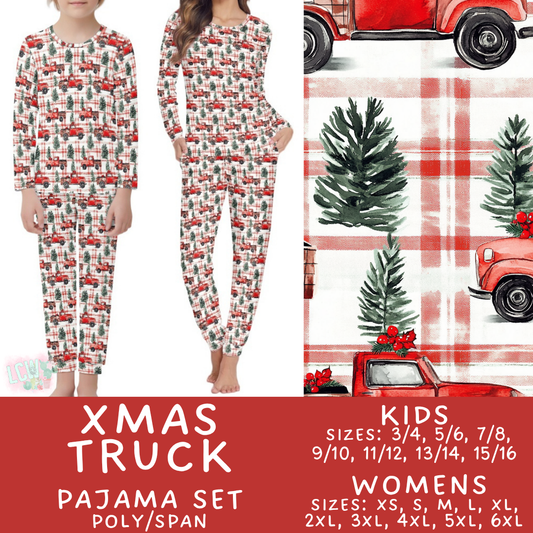 Batch #584 - Christmas Family Pajamas - Closes 9/11 - ETA mid Nov - Xmas Truck Womens & Kids Pajama Set
