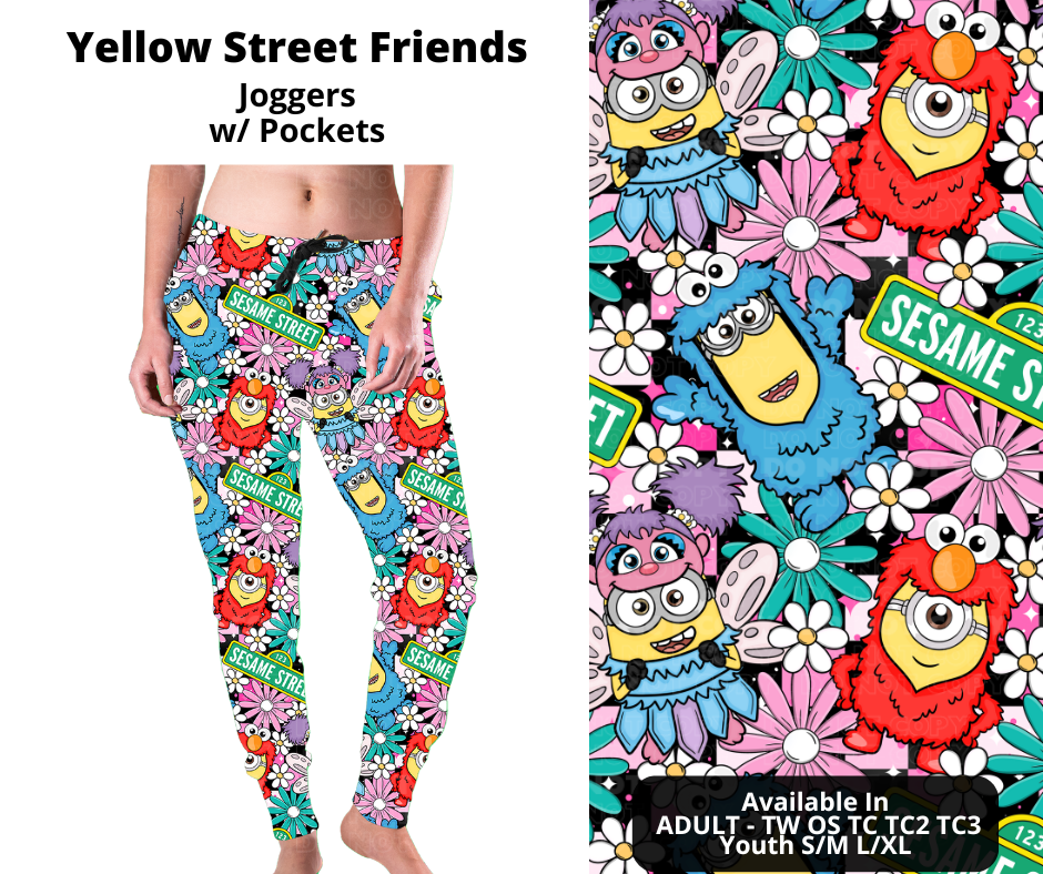 Preorder! Closes 11/21. ETA Jan. Yellow Street Friends Joggers