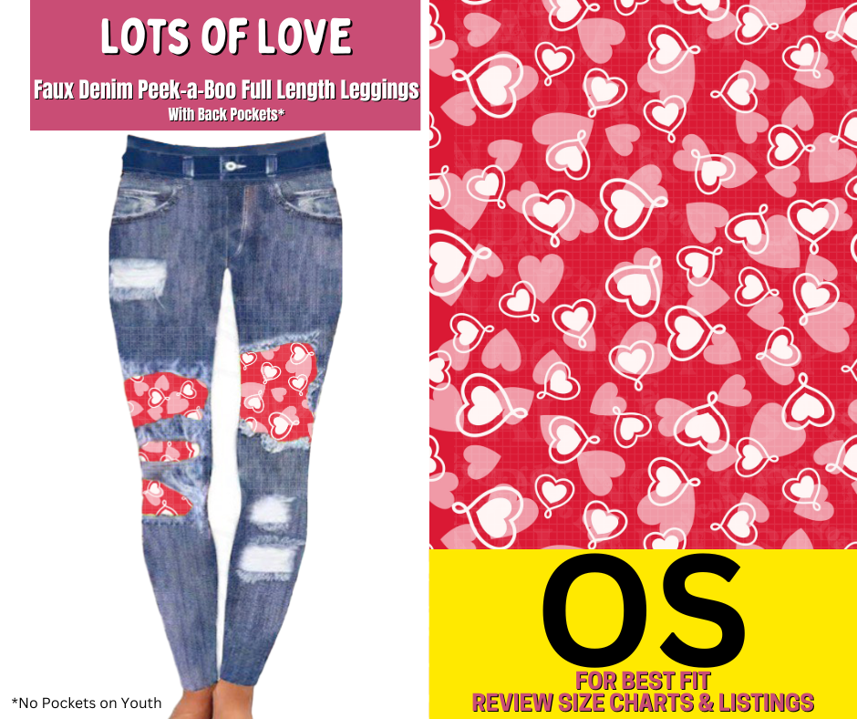 Lots of Love Faux Denim Full Length Peekaboo Leggings