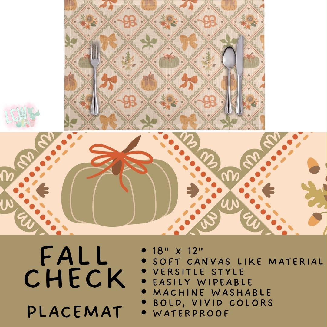 Batch #588 - Table Runners - Closes 9/21 - ETA early/mid Nov - Fall Check Placemat