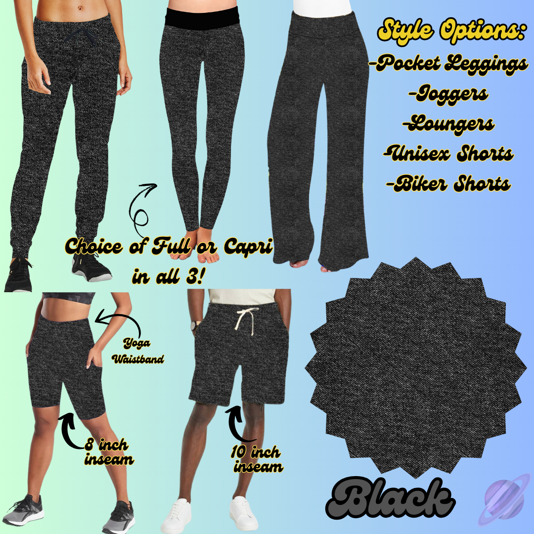 COLORFUL DENIM RERUN-BLACK-BOTTOMS 5 STYLES-PREORDER CLOSING 12/22