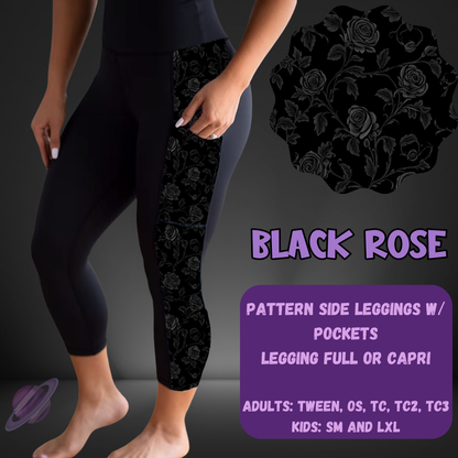 BLACK ROSE-PATTERN PANEL OUTFIT RUN-SOFT CLOSE 7/10 HARD CLOSE 7/12