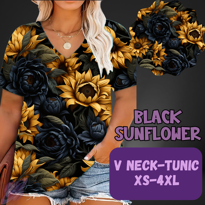BLACK SUNFLOWER-PATTERN PANEL OUTFIT RUN-SOFT CLOSE 7/10 HARD CLOSE 7/12