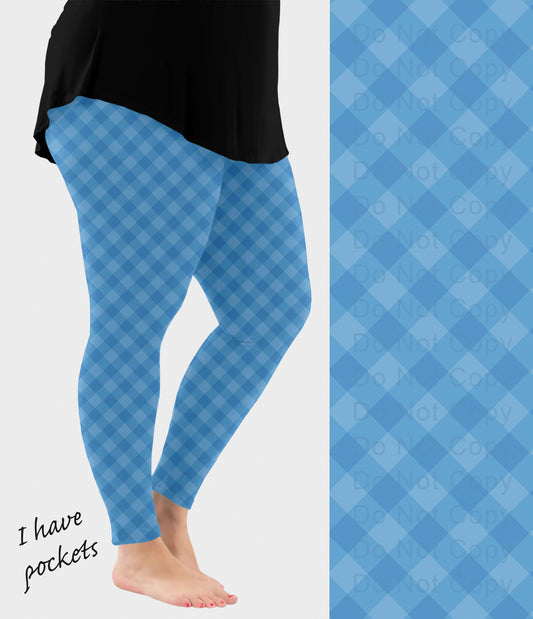 RTS - Blue Check Leggings w/ Pockets