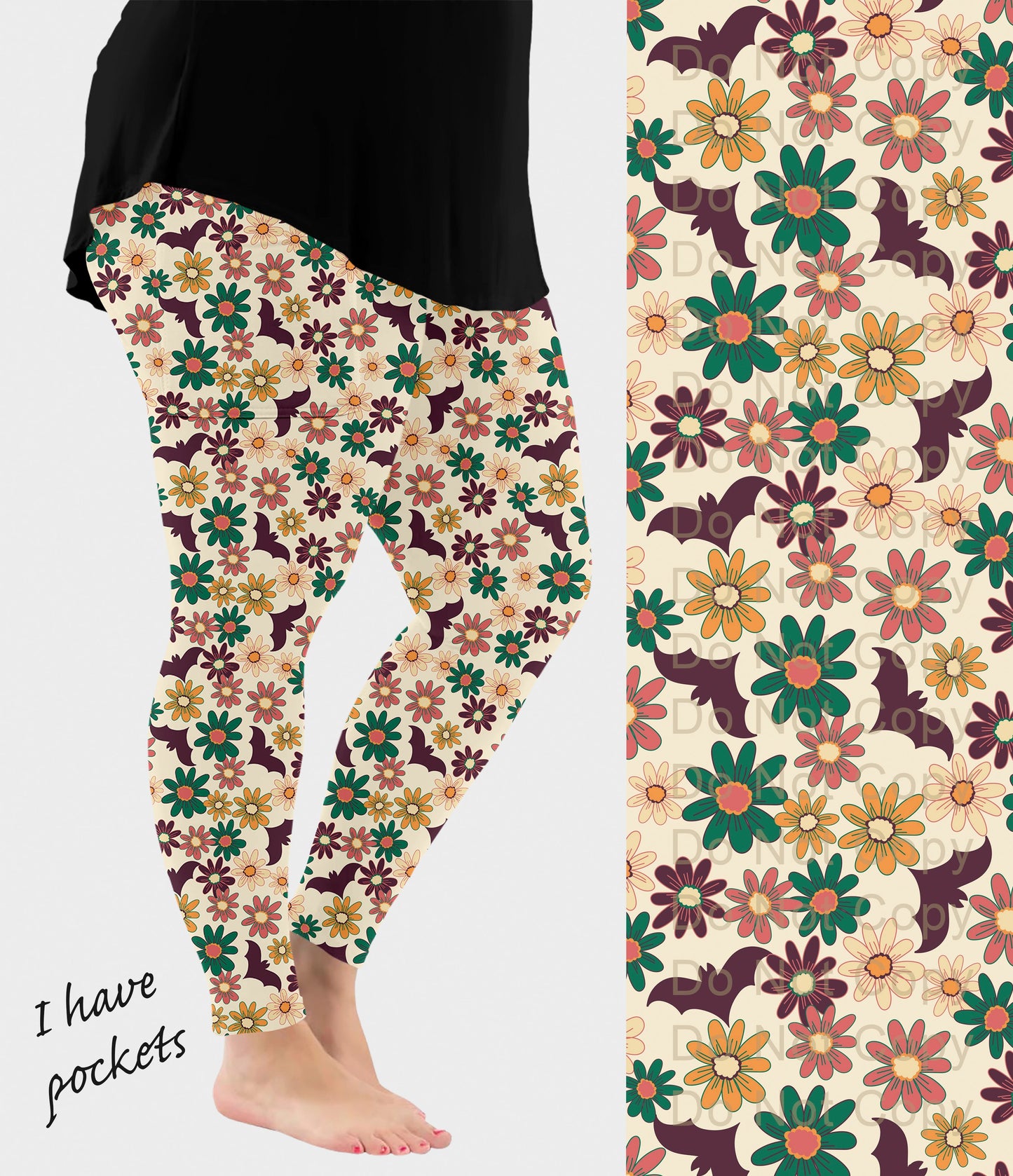 RTS - Boho Bats Leggings w/ Pockets