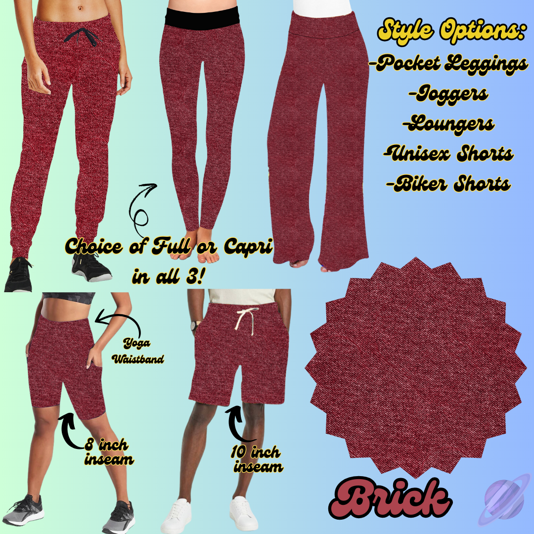 COLORFUL DENIM RERUN-BRICK-BOTTOMS 5 STYLES-PREORDER CLOSING 12/22
