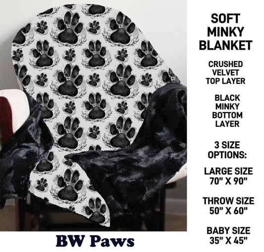 MN8K - BW Paws Minky Blanket - Preorder Due 10/18 ETA: Early Dec