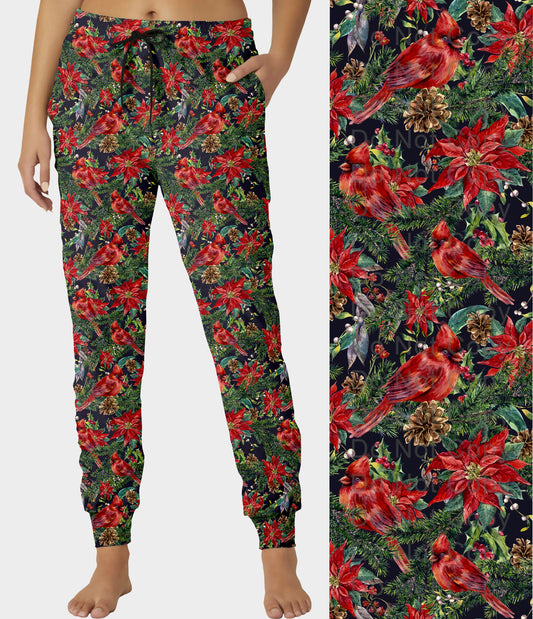 RTS - Cardinal Poinsettia Jogger Pants