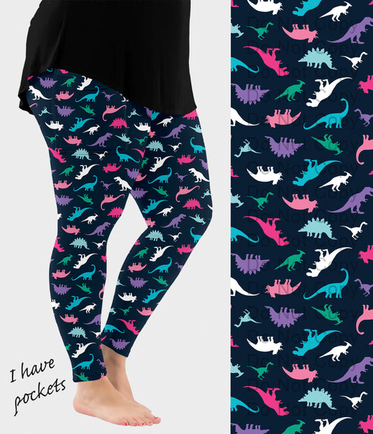 RTS - Color Pop Dinos Leggings with Pockets