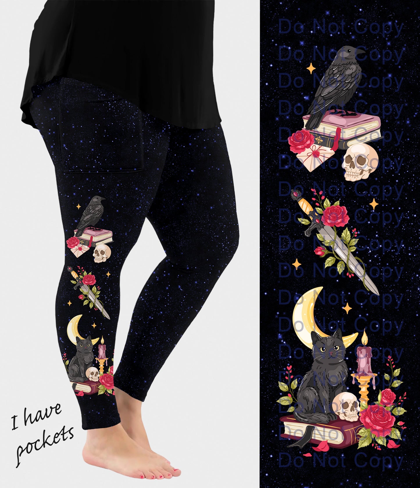 RTS - Cursed Love Side Design Leggings with Pockets