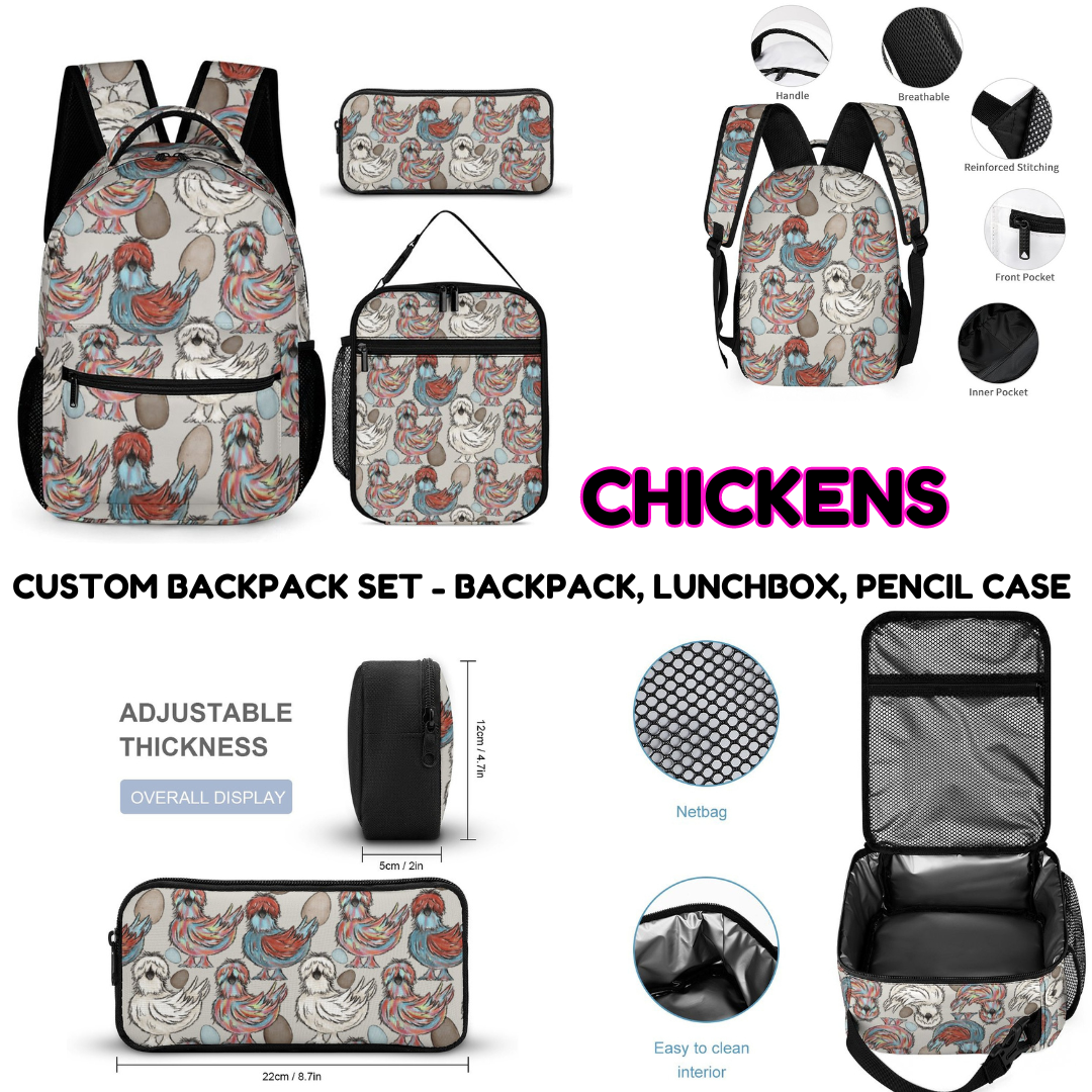 CHICKENS - CUSTOM BACKPACK SETS PREORDER CLOSING 9/18