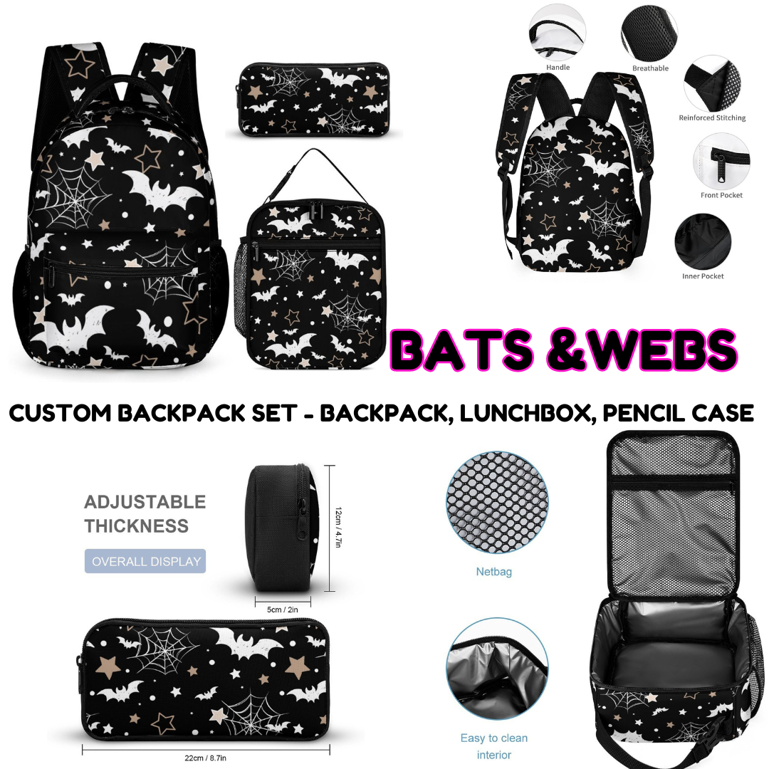 BATS & WEBS - CUSTOM BACKPACK SETS PREORDER CLOSING 9/18