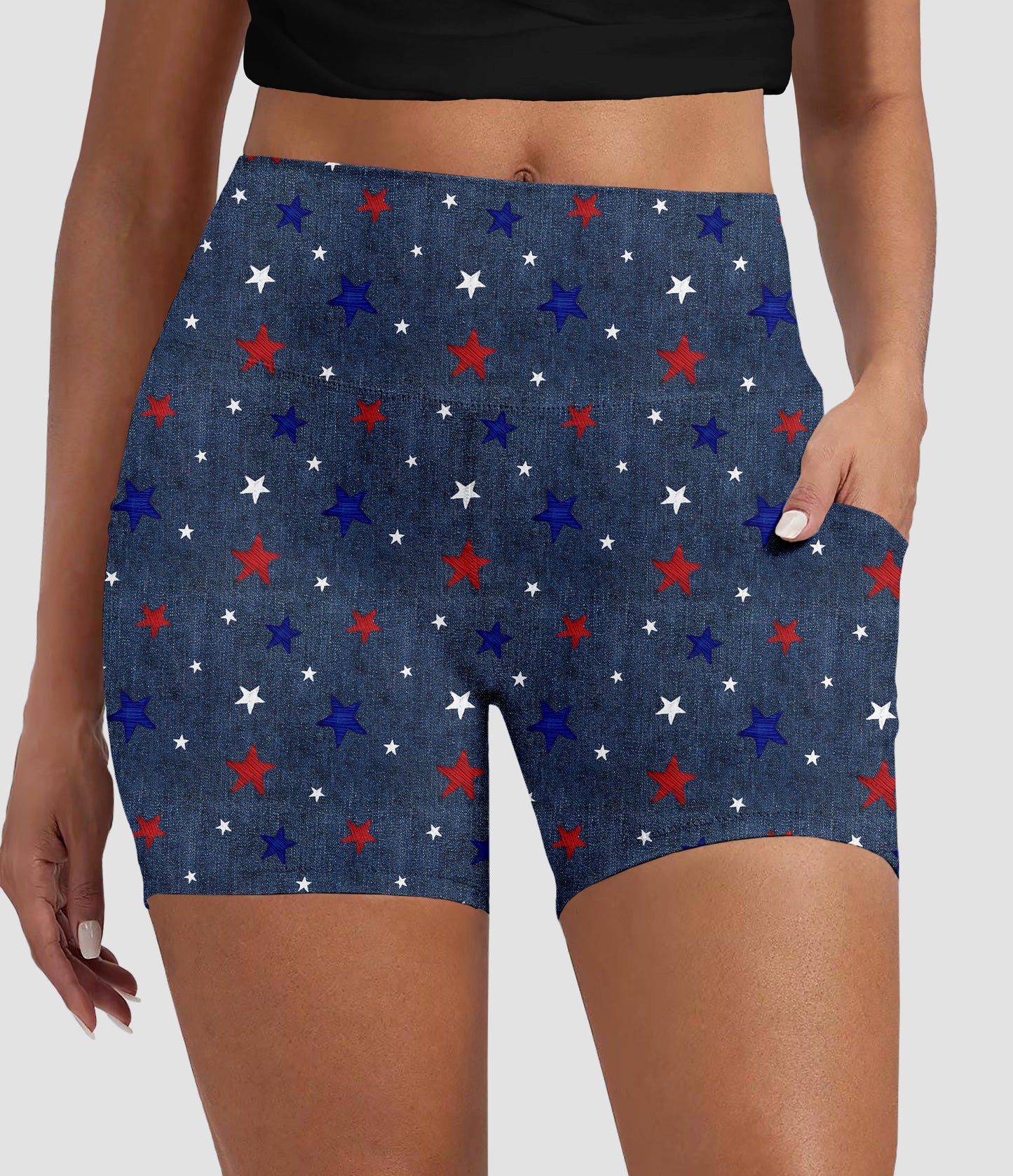 RTS - Denim Stars Biker Shorts with Pockets
