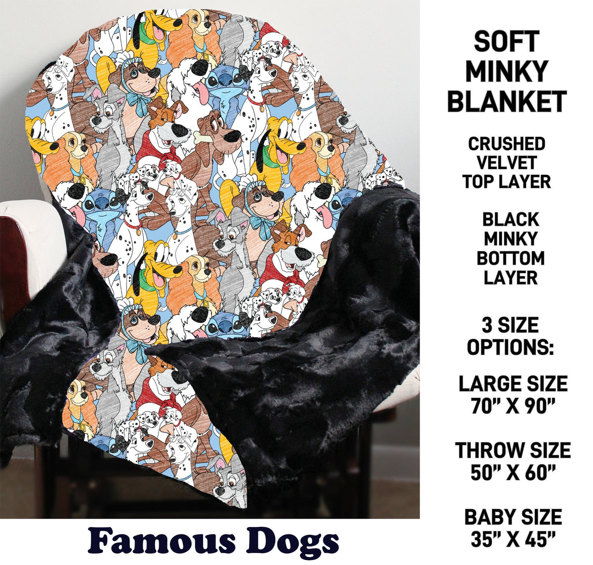 MN8K - Famous Dogs Minky Blanket - Preorder Due 10/18 ETA: Early Dec