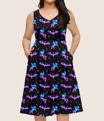 RTS - Dragons and Unicorns Sleeveless Pocket Dress