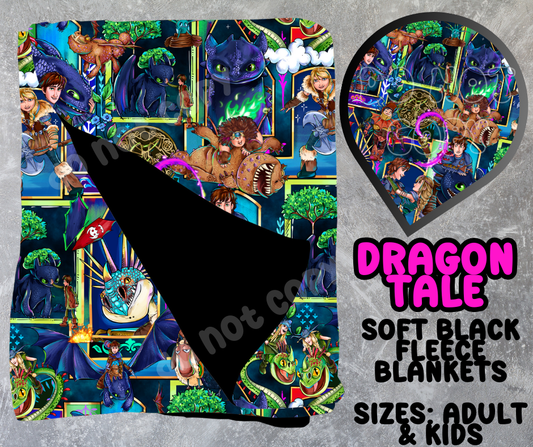 DRAGON TALE- SOFT BLACK THROW BLANKET