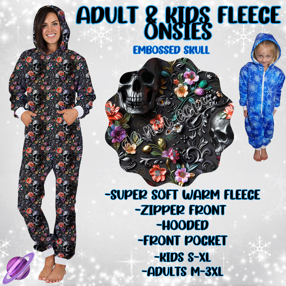 EMBOSSED SKULL-ONESIES ROUND 3- PREORDER CLOSING 9/23