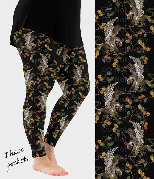 RTS - Embroidered Griffon Leggings w/ Pockets