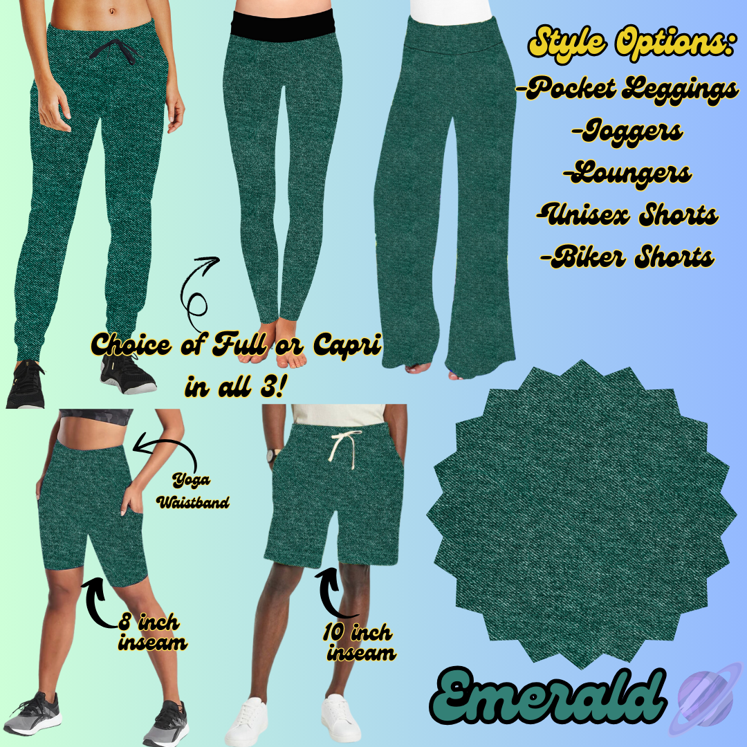 COLORFUL DENIM RERUN-EMERALD-BOTTOMS 5 STYLES-PREORDER CLOSING 12/22
