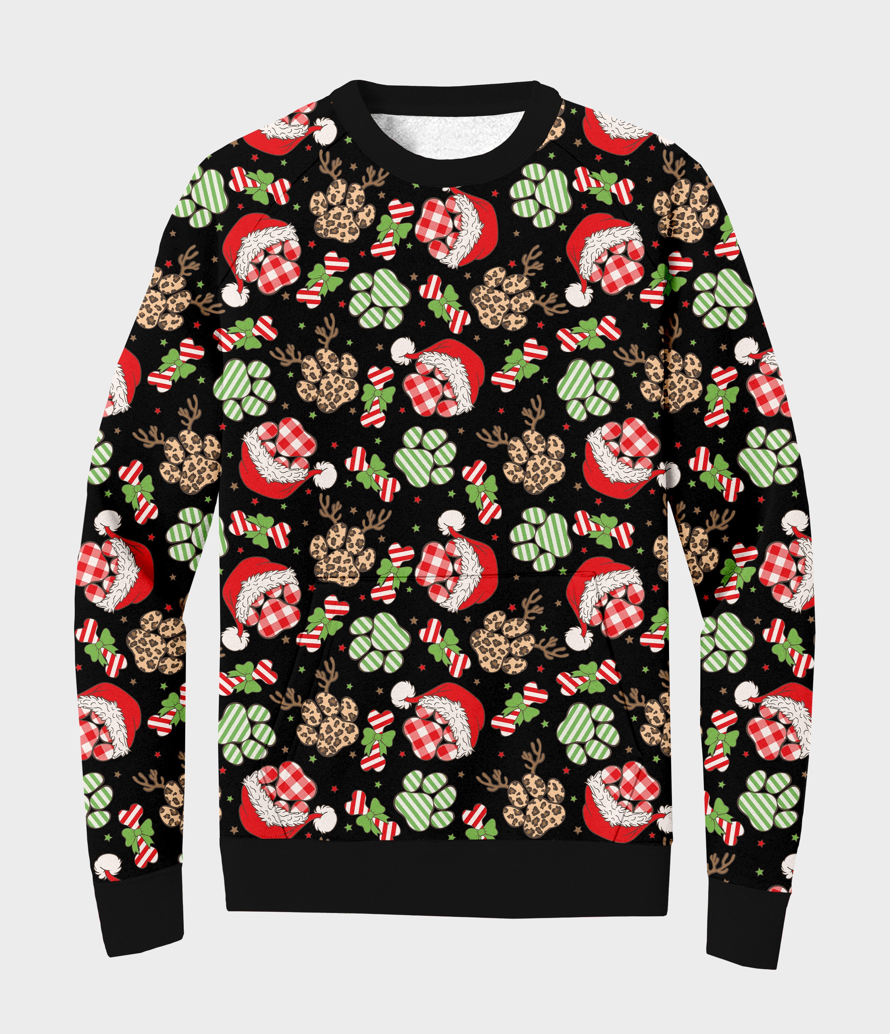 RTS - Festive Paws Sweater w/ Front Pocket