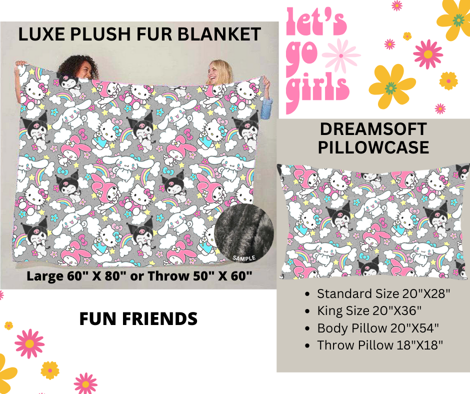 Preorder! Closes 12/16. ETA Feb. Fun Friends Luxe Plush Fur Blanket and/or DreamSoft Pillowcase