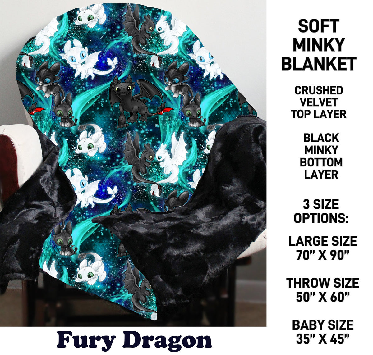 MN8K - Fury Dragon Minky Blanket - Preorder Due 10/18 ETA: Early Dec