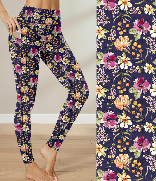 RTS - Glistening Petal Leggings with Triangle Sport Pockets